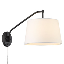 Golden 3694-A1W BLK-MWS - Wry Lighting Ryleigh 1-light Swing Arm Wall Lamp in Matte Black and Modern White shade